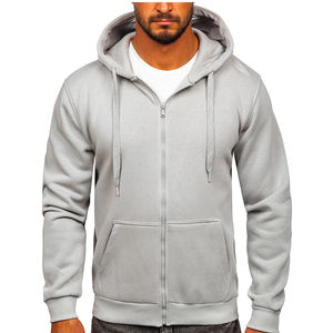 Sweats à capuche personnalisés pour hommes 100% coton polaire poids lourd qualité supérieure blanc fermeture éclair sweats à capuche à la mode tenue décontracté vêtements de rue - Product Image 1