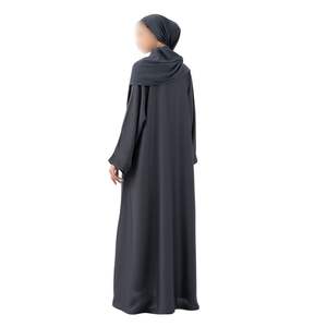 Minimalist Graphite Grey Abaya <b>For</b> <b>Women</b> Muslim Modest Dress Dubai Style Islamic <b>Kaftan</b> Jalabiya Simple Long Sleeve Hijab Robe - Product Image 2