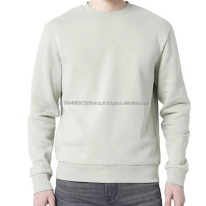 Vente chaude plaine coton polaire pull sweat impression personnalisée broderie col rond basics hommes sweats respirants - Product Image 1