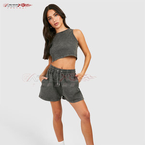 Pantalones cortos con lavado ácido de aspecto Vintage para mujer con gran altura y bordes crudos Pantalones cortos con lavado ácido de moda de verano para mujer - Product Image 3