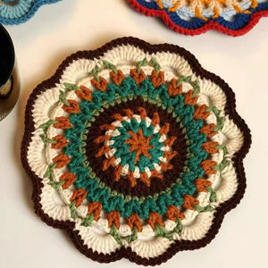 Posavasos y Alfombrillas de Ganchillo de Lana Estilo Bohemio, Tejidos a Mano, Decoración Artística Colorida, Accesorios para el Hogar, Productos Terminados - Product Image 4