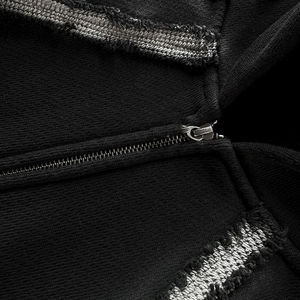 Sweat à capuche oversize en molleton de coton délavé à l'acide, avec logo personnalisé, tendance streetwear, poids lourd, fermeture éclair, pour hommes - Product Image 4