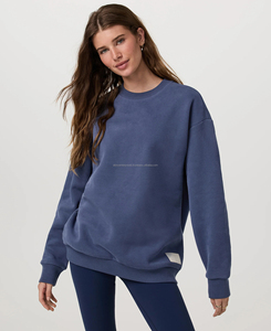 <b>Women's</b> 100% Cotton <b>Fleece</b> Oversized Sweatshirt Best Quality Solid <b>Pattern</b> Casual Style Breathable Comfortable Loose Fit Winter - Product Image 1