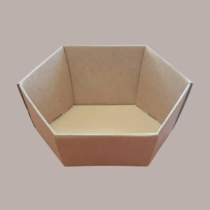 5 uds. Bandeja de regalo de Navidad Hexagonal de cartón marrón liso medio 380x300H100mm para decoraciones navideñas - Product Image 3