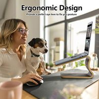 Support pour ordinateur portable en bois fait main réglable |   Support pliable ergonomique pour tablette PC |   Portable, durable, réglable en hauteur, simple