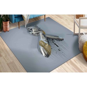 Tapis d'intérieur 3D métallique : Tapis contemporain coloré, tapis doux non tissé - Product Image 5