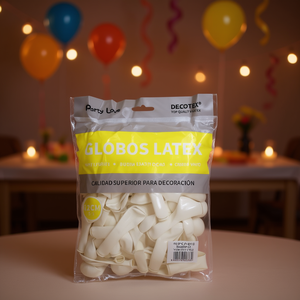 Ballons en latex Party Love 12 cm Blancs 100 pièces Sac Decotex Qualité supérieure - Product Image 3