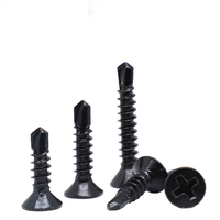 # 6 # 8 # 10 # 12 M4.2 M4.8 M5.5 Sekrup Baja Tahan Karat Hitam 410 Phillips Kepala Datar Countersunk Self Drilling untuk Lembaran Logam Metrik