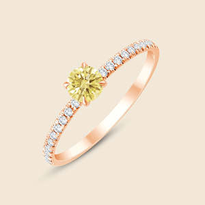 Anillo de Diamante Cultivado en Laboratorio, Corte Redondo, 0.3 Quilates, Color F-VS, en Oro Sólido de 14K, para Novia, Boda, Compromiso, Fiesta - Product Image 3