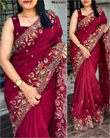 Blus Saree Tradisional India Selatan Modern Musim Dingin Musim Panas, Buatan Tangan, Motif Bunga Mewah, Bulu Imitasi Multi Warna, Logo Kustom