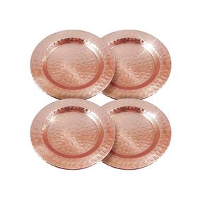 Atractivo juego de posavasos antiguo de cobre puro de 4 con diseño único a un costo muy asequible - Product Image 1