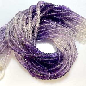 Perles en forme de rondelle à facettes en améthyste violette naturelle de 4mm en gros - Product Image 3