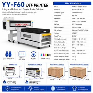 Imprimante DTF F60 60cm 6 têtes I3200 pour <span class=keywords><strong>les</strong></span> ateliers d'impression en croissance, système de production 27m²/h avec secoueur automatique - Product Image 2