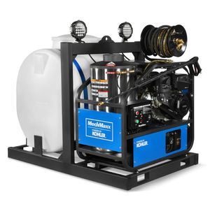 Nettoyeur haute pression à eau chaude électrique 4000 PSI 4 GPM, monté sur châssis, machine de nettoyage avec réservoir de 175 gallons, support OEM - Product Image 1