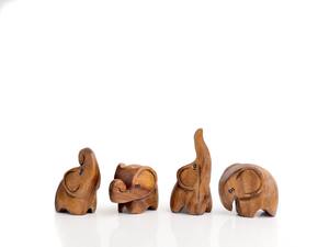 Escultura de elefante artesanal de madera moderna, estatua tallada de decoración preescolar educativa móvil y giratoria - Product Image 2