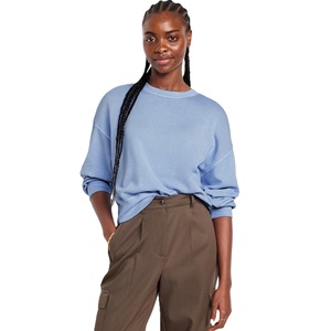 Sweat femme hiver ample épais O cou sweat grande taille chaud coton polaire Multi couleurs pulls décontractés haut pull - Product Image 1