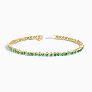 สร้อยข้อมือเทนนิสสีเขียวมรกต14K 18K สร้อยข้อมือสีเหลืองทองธรรมชาติ - Product Image 2