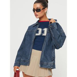 Nouveau design de la collection d'hiver Veste en jean lavée pour femmes, jupe à franges en patchwork, veste chaude en coton traitée à la teinture - Product Image 3