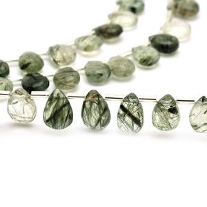 ลูกแพร์7x10mm-8x11mm ควอตซ์ rutilated AAA สีเขียวลูกแพร์ briolette ขนาด8นิ้วเกลียว | พลอยสังเคราะห์สีเขียวธรรมชาติ - Product Image 2