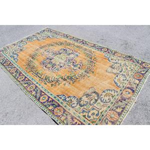 Tapis turc 5,7 x 9,6 pieds, grand tapis vintage, tapis ombré orange - Product Image 3