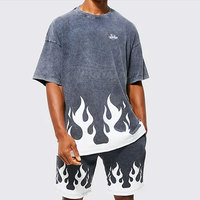 T-shirt en coton/fibre de bambou délavé à l'acide pour l'été, personnalisé avec logo sur mesure, marque privée, séchage rapide, respirant