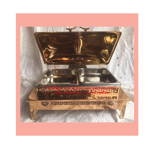 Calentador de comida de buffet de plato de frotamiento de acero inoxidable Rectangular moderno con soporte y tapa pulida para eventos de hotel y catering - Product Image 4
