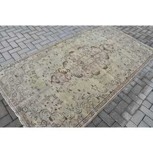 Turkish 4.5x8.3 ft Rug, Area Vintage Rug, <b>Brown</b> Gray Patchwork <b>Wool</b> Rug - Product Image 2