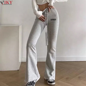 <b>Women</b> Stocked Pent Customized Logo Printing High Waist Fashionable Drawstring Wide Leg Sweatpants <b>Women</b> Jogger Pants - Product Image 5