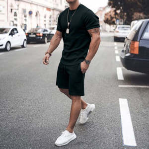 2022 New Arrival <b>Men's</b> Casual Gym Tracksuit Custom Cotton Jogging Sportswear 2-Piece <b>Thermal</b> T <b>Shirt</b> Set Breathable for Summer - Product Image 2