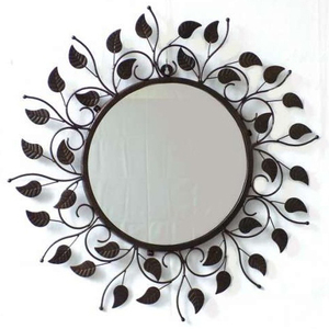 Miroir mural décoratif en métal élégant et moderne en forme de feuille pour la maison miroir de décoration de salon - Product Image 6