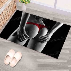Tapis avec motif de fille en culotte rouge, tapis sensuel, tapis pour femme, tapis érotique, tapis imprimé, tapis doux à poils longs - Product Image 3
