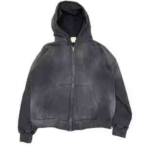 Sweat à capuche surdimensionné délavé à l'acide avec logo personnalisé 100% coton Street wear avec sweat à capuche zippé brodé pour l'hiver - Product Image 2