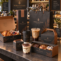 Emballages personnalisés pour café AT PACK avec des sacs en papier artistique, des boîtes en papier de qualité alimentaire, des gobelets en papier et des gobelets en plastique