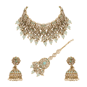 Collar de oro tradicional de la colección de bodas, joyería de AD inversa, cadenas chapadas en Mehandi, regalo para ella - Product Image 3