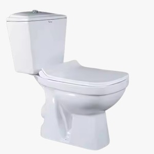 Ensemble de toilettes en céramique monobloc à double chasse d'eau de style européen certifié CE, cuvette carrée moderne de placard d'eau de WC avec piège en P pour hôtels - Product Image 6