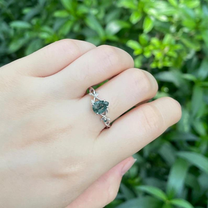 Anillo de Plata de Ley 925 con Ágata Musgosa para Mujer, Diseño de Hoja Inspirado en la Naturaleza, Joyería Única, Regalo para Ella, Precio de Fábrica - Product Image 2