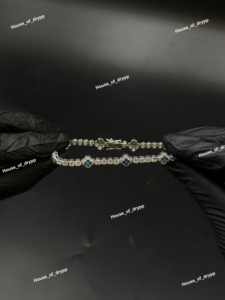 Elegante Pulsera de Tenis con Piedra de Moissanita Azul, Pulsera de Eslabones de Plata para Mujer, Joyería de Lujo con Apariencia de Diamante - Product Image 3