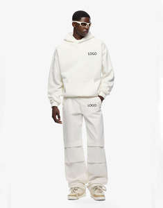 Ensemble de survêtement d'hiver streetwear élégant, nouveau design, logo personnalisé, respirant, sweat-shirt lourd, pantalon de survêtement ample, techniques d'impression - Product Image 1