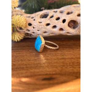 Kingman Turquoise <b>Sterling</b> <b>Silver</b> <b>Ring</b> Navajo Handmade Bezel <b>Set</b> Size 6 - Product Image 4