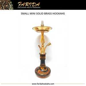 Chicha miniature funky égyptienne en laiton, type courbé, bol noir laqué, excellente qualité, design moderne de luxe, laque - Product Image 3