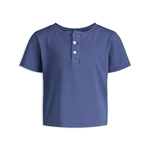 Mini Serie di Magliette Henley Vintage per Ragazzi Taglia 2T, Polo Blu in Maglia, T-Shirt per Bambini con Stampa Logo Cartoon Stile Vintage - Product Image 1