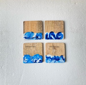 El mejor diseño, posavasos de té ecológicos minimalistas modernos de 4 piezas, posavasos de té de madera de acacia de resina epoxi multifuncional, vajilla caliente - Product Image 6