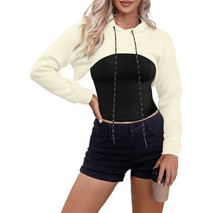 Meilleur sweat à capuche coupe courte respirant et anti-boulochage avec logo à l'avant pour femme - Product Image 5