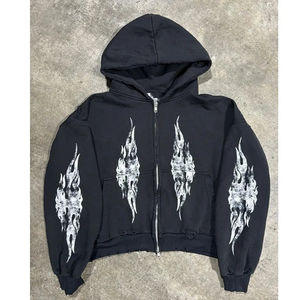 Sweat à capuche zippé personnalisé pour hommes de style unique avec capuche en strass de style nouveau 100% sweats à capuche en coton pour homme - Product Image 3