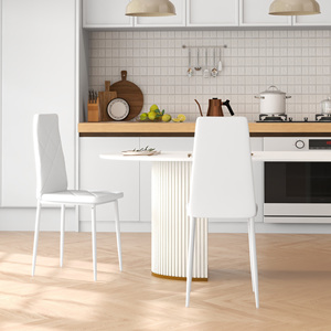 HOMCOM Lot de 2 chaises de salle à manger modernes à dossier haut 41x50x97 cm en similicuir et acier blanc - Product Image 2