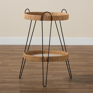 Weavaloom Bàn cà phê tự nhiên Gỗ Tếch mây khách hàng Indie vòng lặp lớp chưa hoàn thành vòng VảI MịN ban công Kính vui - Product Image 3