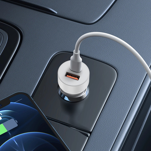 Cargador de Coche CC-202-IP con Puerto Tipo C y USB de 38W 3A para Teléfono, con Cable para iPhone, Color Blanco - Product Image 5