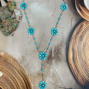 Handmade Sterling Silver Turquoise <b>Necklace</b> Gold Plated with Natural Gemstone December <b>Birthstone</b> Accessory Gift for Her - Product Image 1