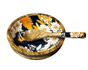 Floral Bloom <b>Bowl</b> <b>Mango</b> <b>Wood</b> Handmade Decorative Wooden Salad <b>Bowls</b> with Serving Utensils <b>Wood</b> Dinning Accessory - Product Image 6