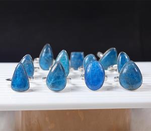 Incroyable bague en apatite néon Bague en apatite néon pour filles Cabochons faits à la main Lot de bijoux Bague de déclaration en vrac - Product Image 4